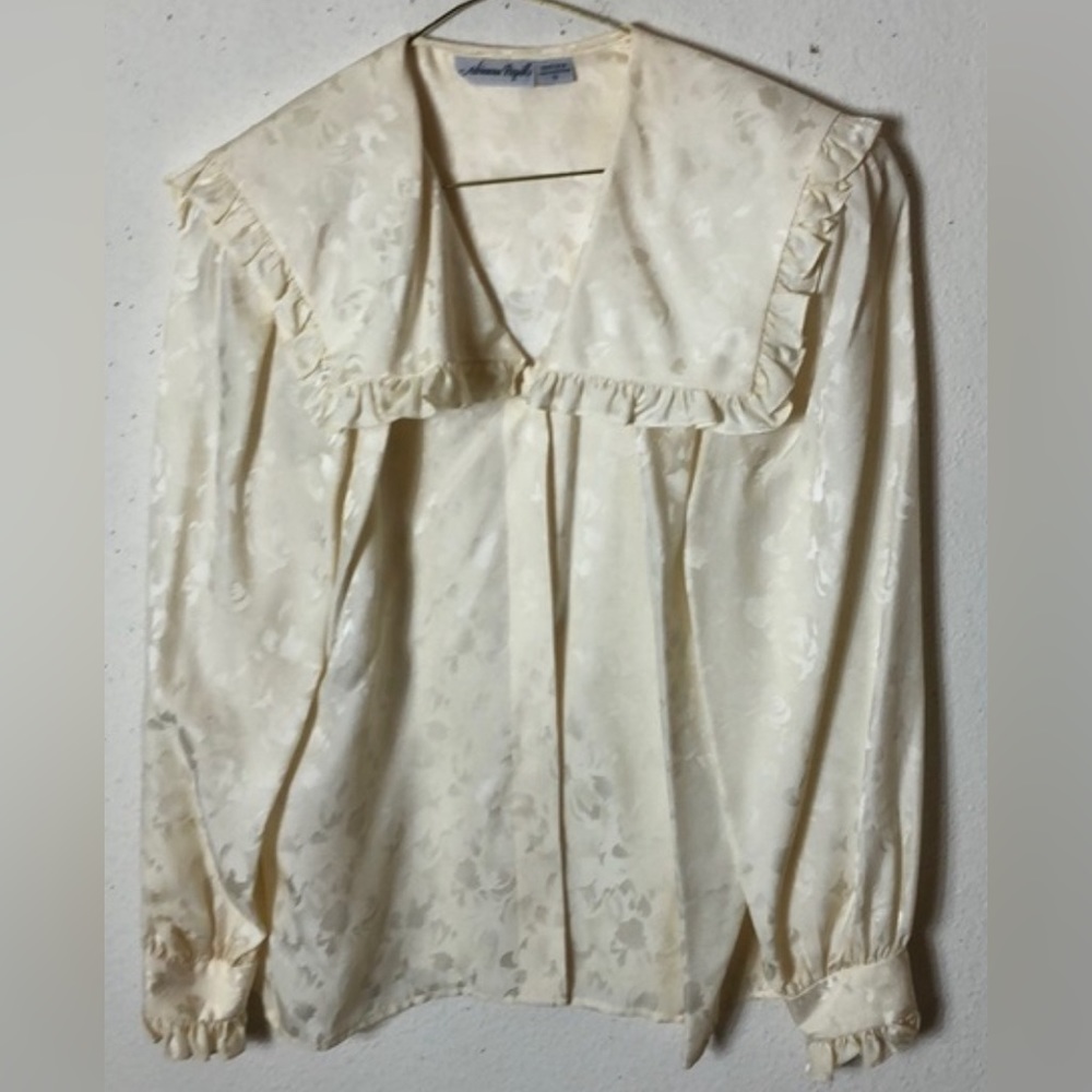 Adrianna Papell Cream Blouse with Ruffle Details